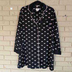Kate Spade Satin Pajama Sleep Shirt dress Pink Bows Size Medium M nightgown